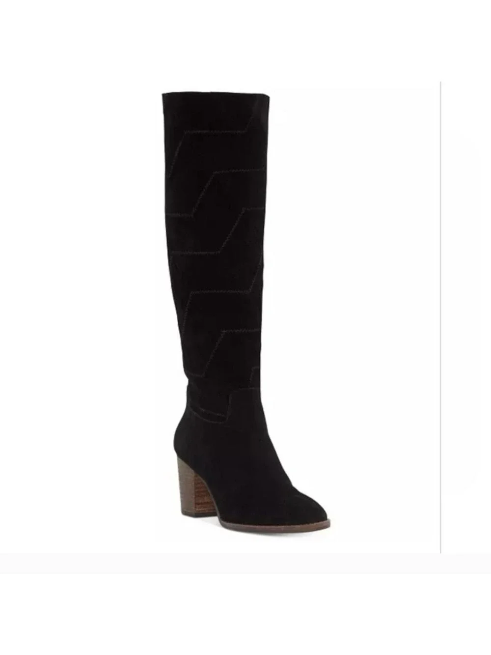 Lucky Brand Black Suede Leather Prouska Heeled Boots 8M